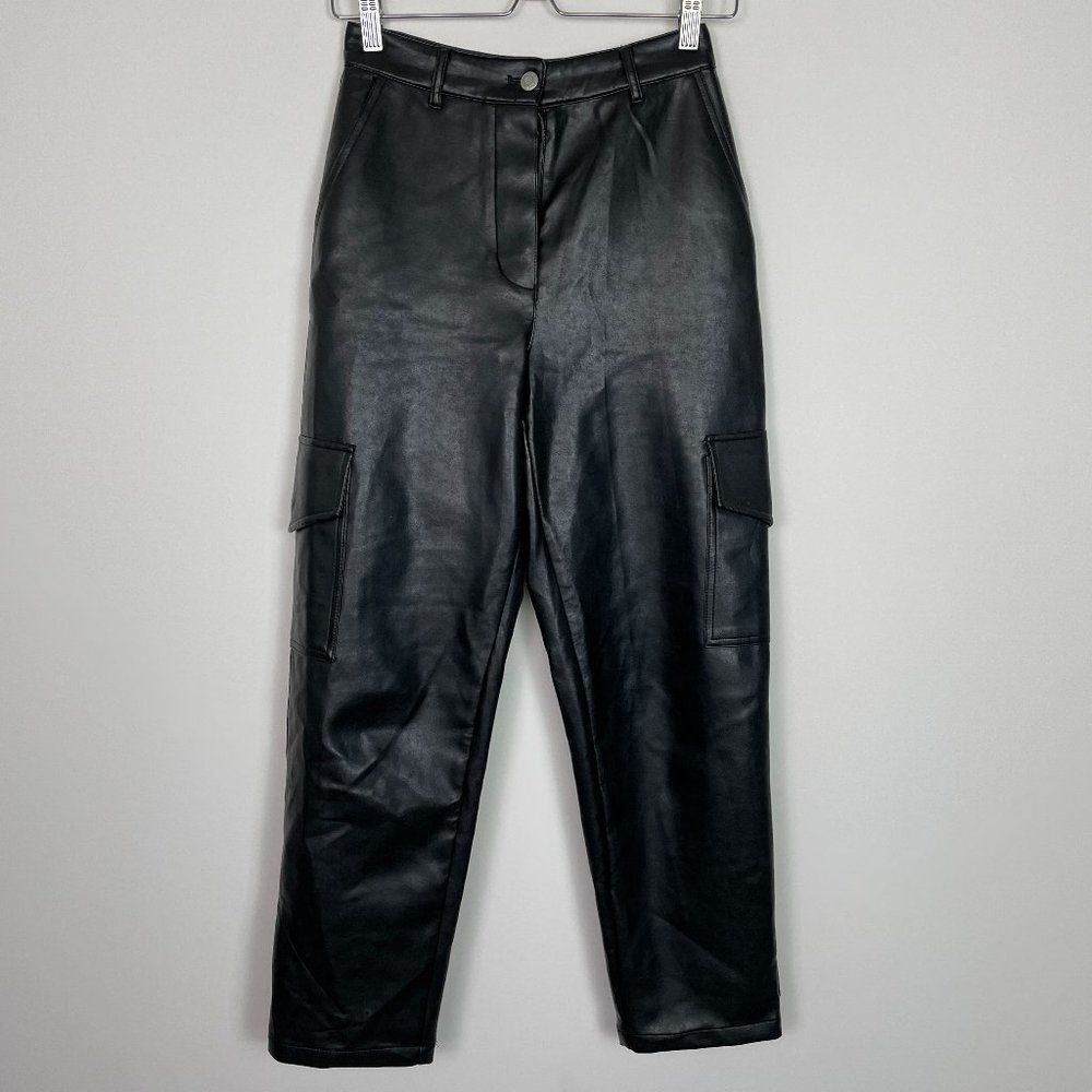 Aritzia Wilfred Free Modern Cargo Vegan Leather High Rise Button Fly Pant 0